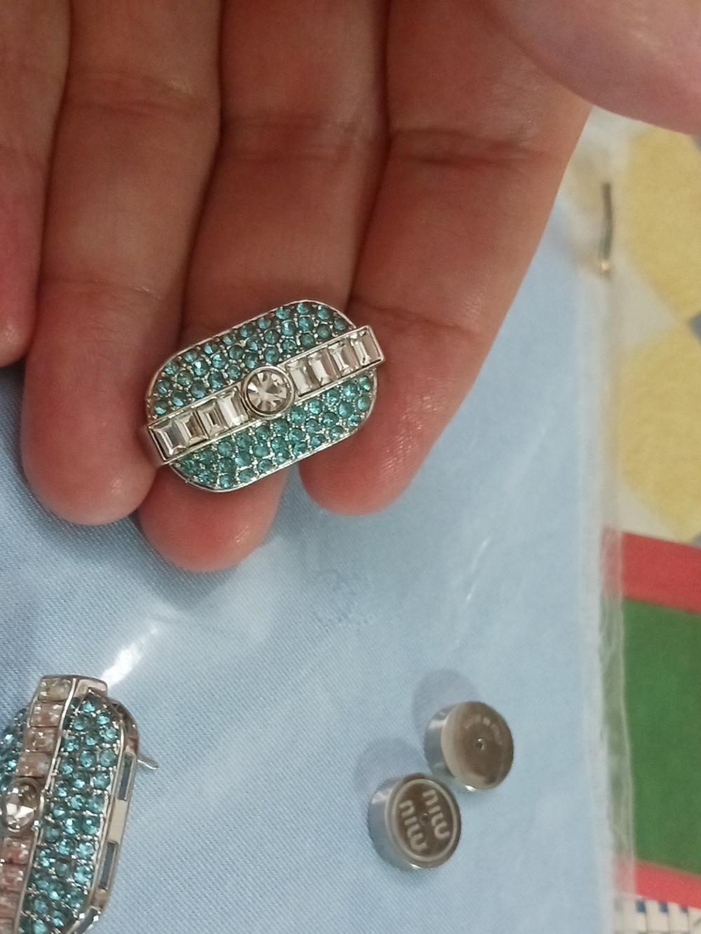 Miu Miu VINTAGE RHINESTONE STUDS ONE INCH MADE IN ITALY